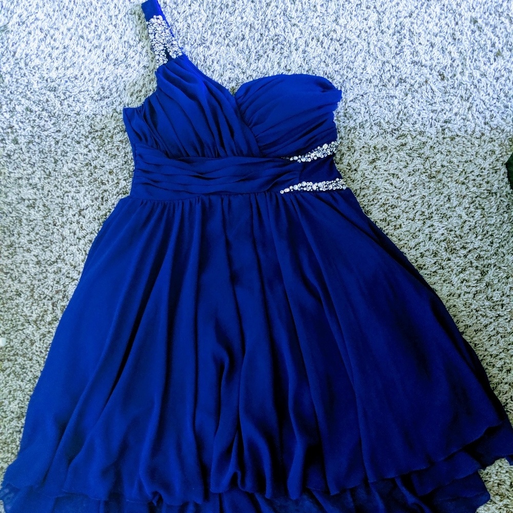 NEW City Studio Asymmetrical Blue Flared Dress